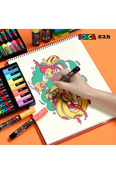 UNİ-BALL Ultra Thin 0.7 Mm Color Paint Marker - Posca Uni Pc-1mr (2 Pieces)