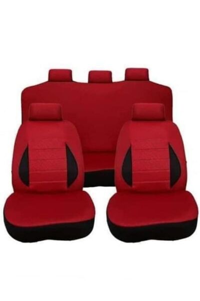 Drexpress Car Seat Cover Full Set Universal Red Color 8 Pieces