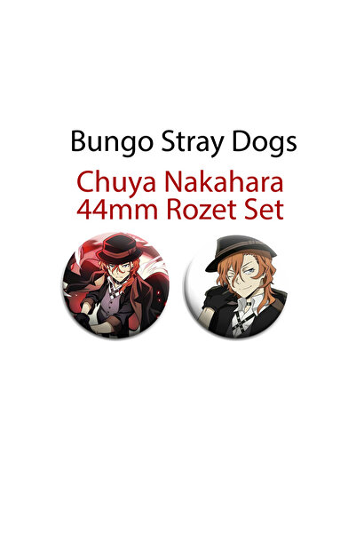 Akumastik Bungou Stray Dogs Chuya Nakahara 2 Adet 44mm buton rozet - Çanta Rozet
