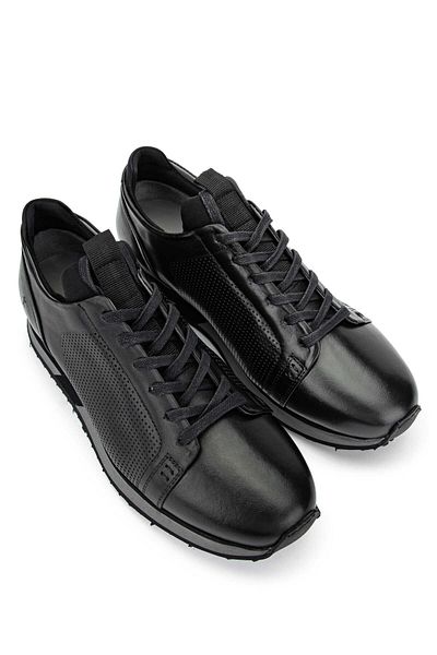 Tamer Tanca Genuine Leather Men's Black Sneakers - Sports Shoes
