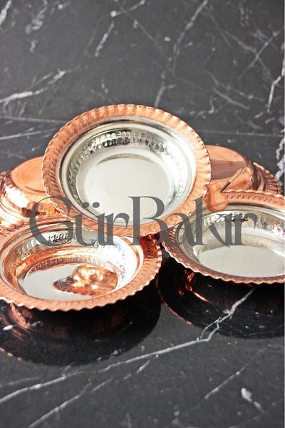 GÜR BAKIR Copper Snack Bowl Set - 4 Pieces (with Caterpillar) Breakfast and Appetizer