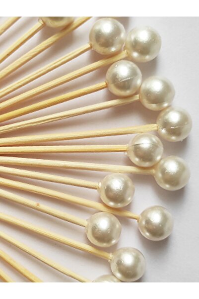 Tasarı Mağazası 50 قطعة مسواك لؤلؤي لوعاء الخطوبة - مسواك كوكتيل لؤلؤي 6 سم -...