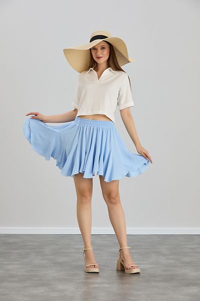 Space Fashion Fusta mini cu talie elastică albastră