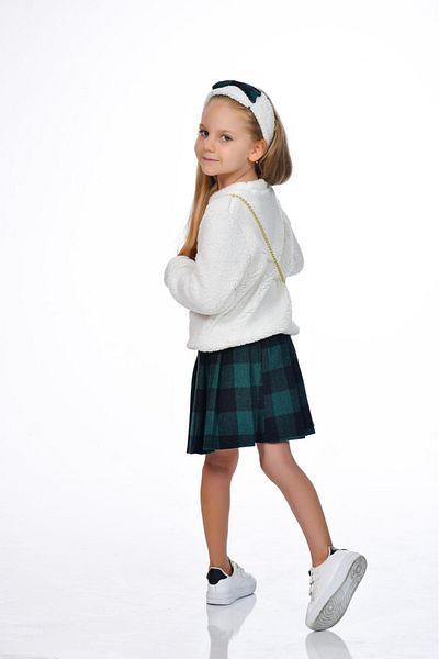 Kamex Plush Plaid Green Black Girl's Set - with Bag and Bandana Accessories