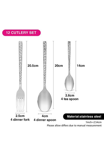 Fissman 12-Piece Cutlery Set, Stainless Steel Silverware Set Includes Spoon, Tea Spoon, Fork