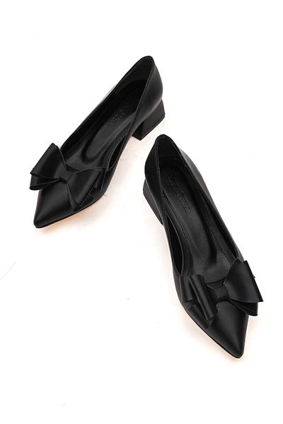 DİVOLYA Pantofi cu toc Renata Black Bow (4cm).