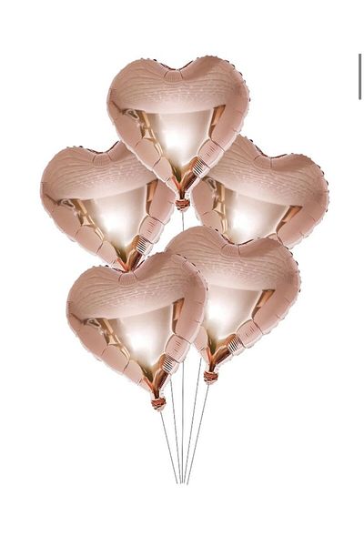 Çemrek Süs Parti 10 Pieces Rose Gold Foil Heart Flying Heart Balloon (Copper) Romantic Marriage Proposal