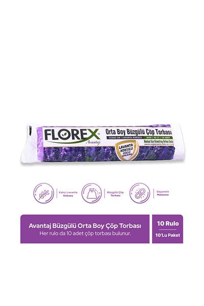 Florex Advantage Series Lavender Scented Drawstring Medium Garbage Bag X 10 Rolls