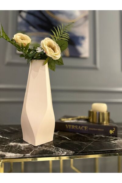 AstreHome Holy Krem Rengi Seramik Vazo - 28 Cm