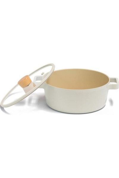NEOFLAM Fika Aluminum Cast Pot With Glass Lid 24 Cm X 10 Cm For Induction Gas And Electric Cookers
