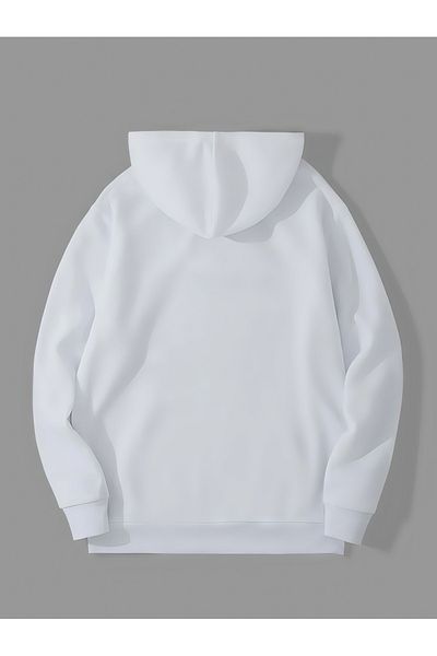 Harmandar Φούτερ White Kangaroo Pocket Hooded - Φούτερ με 3 νήματα Dead Inside Printed Hoodie
