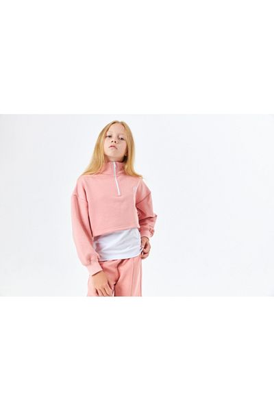Serbend Sgk-1358 Serbend Kids - Girls Stand Collar School Sweatshirt