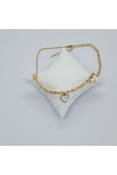 Ödül Moda الصلب الذهب أم اللؤلؤ القلب البرسيم قلادة