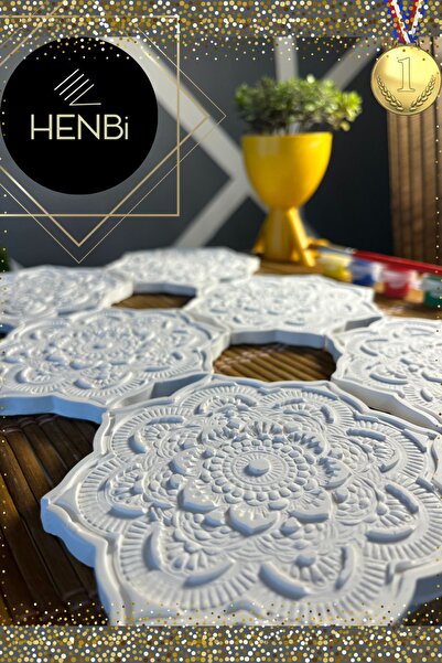 HENBi Mandala 4 (6 ADET) (3D) Xxl Taş Boyama Otonom Gelişim Çocuk Etkinliği T...
