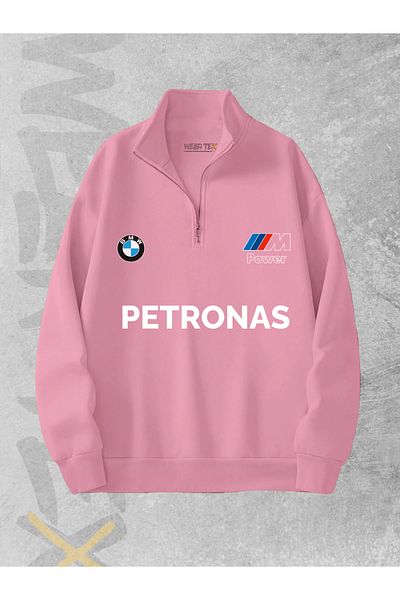 WEARTEX Bmw Petronas Printed Half Zipper 3 Thread Sweatshirt