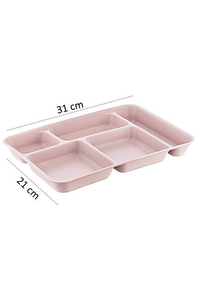 HOLLYHOME Table D'hôte 5-Compartment Luxury Plastic Picnic Food Service - 1 Table Powder, 21x31x3.5 cm