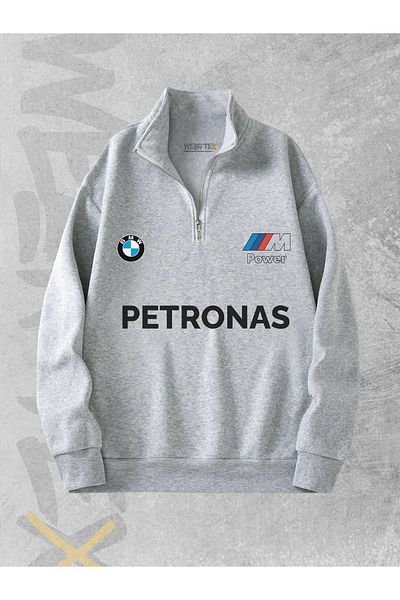 WEARTEX Bmw Petronas Printed Half Zipper 3 Thread Sweatshirt