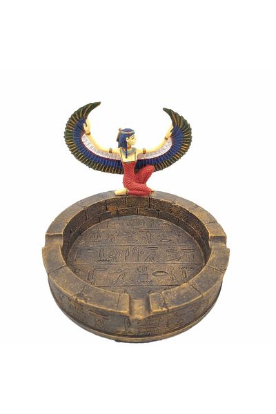 Tüterler Decorative Ash Tray with Ancient Egyptian Goddess Isis Figure | Decorative Ashtray | Home Office Decoration