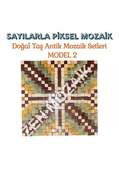 Zen Mozaik Diy Set - Pixel Mosaic with Numbers, Antique Mosaic, Natural Stone Marble Mosaic