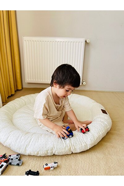 Balküpü Sling Krem Puantiyeli Aktivite Yuvası, Oyun Matı, Minderi