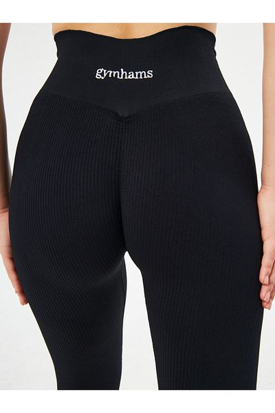 gymhams Colanți sport din lycra cu talie înaltă, cu șolduri adunate și push-up suplimentar