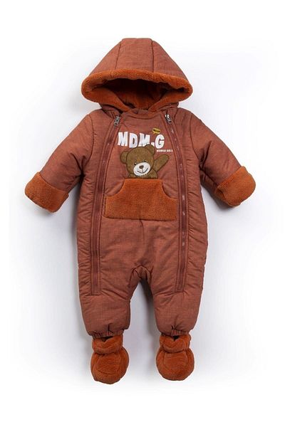 PODIUM GYM New Welsoft Cosmonaut-suit with Cute Bear Figure Pockets, Gilded Removable Gloves and Booties