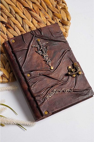GUETTA Handmade Genuine Leather Daily Scrapbook Shamua Paper Sword Pattern