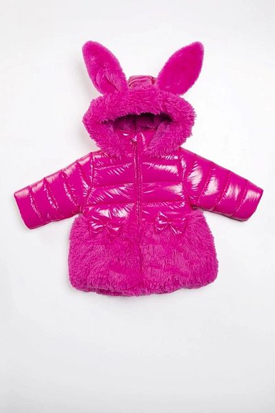 ModaCity New Season Special Design Furry Bow Detailed Cute Rabbit Ear Hooded Coat