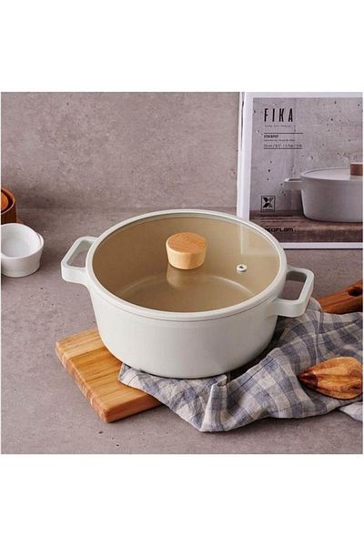 NEOFLAM Fika Cast Aluminum Pot with Glass Lid 24 Cm