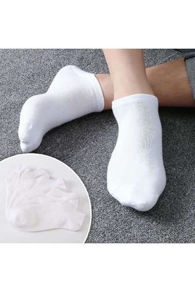 Meguca Socks Unisex Bamboo Seamless Booties Κάλτσες Λευκό Χρώμα 5 Ζεύγη