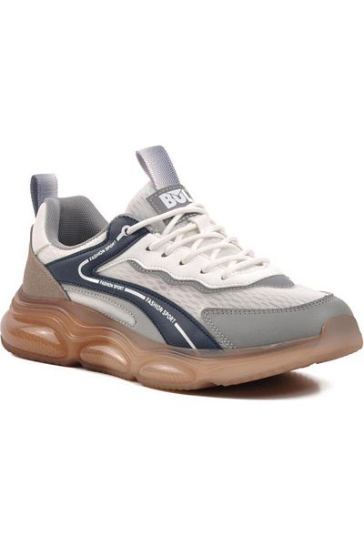 Bulldozer 231462 Gray White Knitwear Orthopedic Memory Sneaker - Air Thick Sole, for Walking and Training