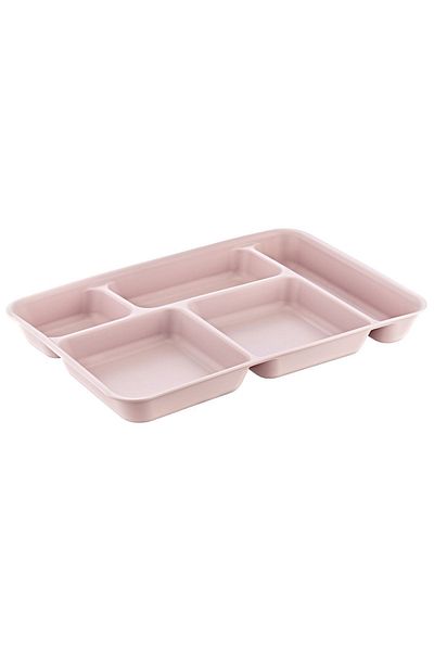 HOLLYHOME Table D'hôte 5-Compartment Luxury Plastic Picnic Food Service - 1 Table Powder, 21x31x3.5 cm