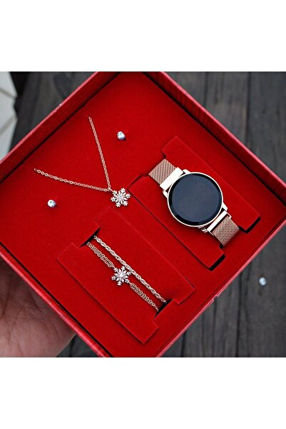 LUPPER hediye set Dokunmatik Dijital Kadın Kol Saati Kolye Bileklik Küpe Seti hediye set