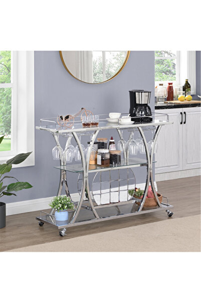 Hitit Dekorasyon Zaira Paslanmaz Metal&cam Servis Arabası