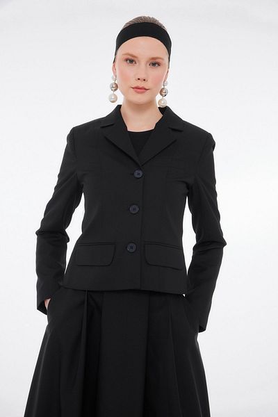 Tailors Room Jachetă scurtă din Gabardină Neagră
