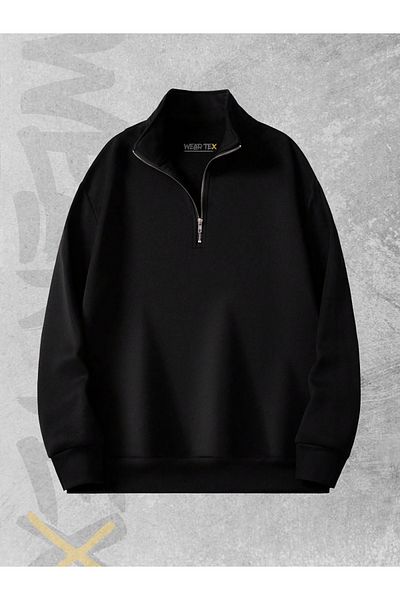 WEARTEX Do What Makes Happy Printed - Half Zippered 3 Thread Sweatshirt