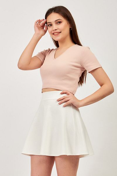 Elia Moda Women's White Mini Flared Skirt