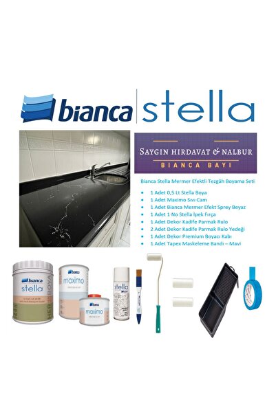 Bianca Stella Tezgah Boyama Seti Mermer Efektli