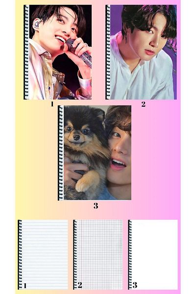 animeandyourworld Jungkook BTS 3 notebooks A4 large size lined_checkered_unlined