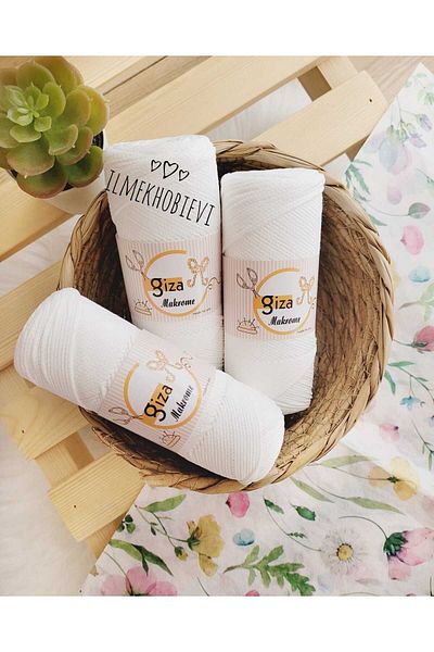 ilmekhobievi Giza Soft Polyester Macrame Thread 2mm White 100Gr (1 Pc)
