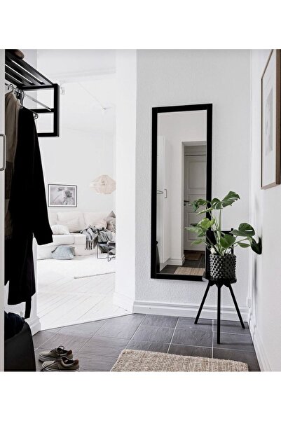 MİRRORSS Siyah Ahşap Çerçeve Duvar Hol Ayna Siyah121x37