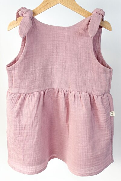 O&G Collection Kız Bebek / Çocuk %100 Pamuklu Sırt Düğme Detaylı Müslin Elbise