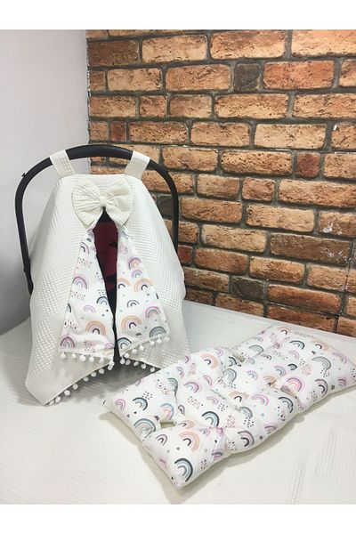 BUSEBABYHOME Cream Stroller Cover and Stroller Cushion Set of 2