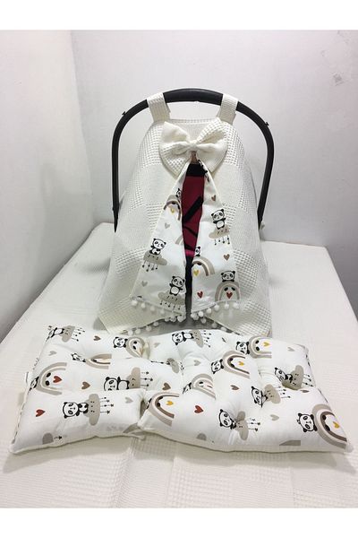 BUSEBABYHOME Cream Stroller Cover and Stroller Cushion Set of 2