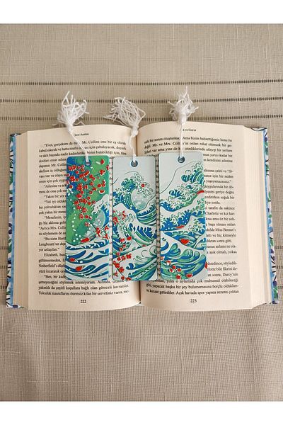 ALTINDAL Home Set de semne de carte în relief cu ciucuri cu valuri oceanice 3D