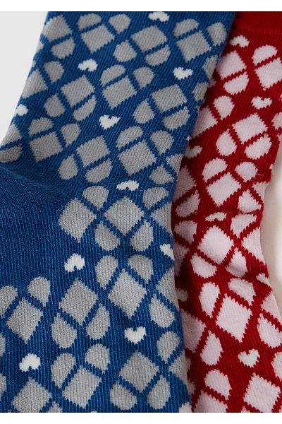 United Colors of Benetton Red Mix Patterned 2-piece Long Sock Set for Boys