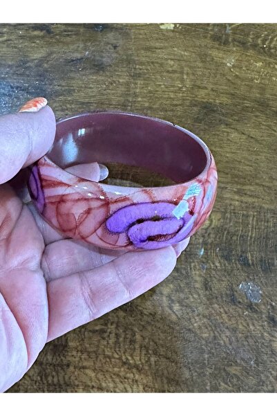 Gönülden Tasarım KEMİK RENKLİ DESENLİ KADIN HİNT BİLEZİĞİ ÇAP 7 CM