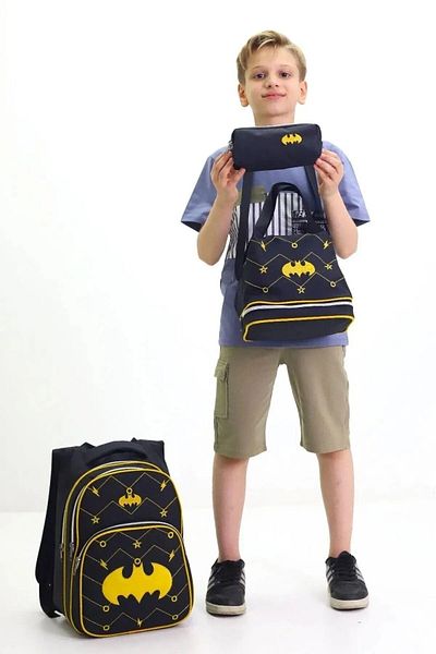 GENÇ 3-piece School Set for Boy - Backpack, Thermos Lunch Bag and Pen Holder Yellow Black Model