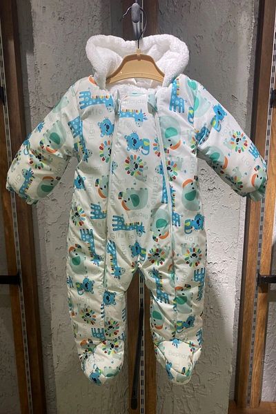 ModaCity Hooded Cosmonaut Astronaut Jumpsuit with Forest Animal Figures and Fur Inside