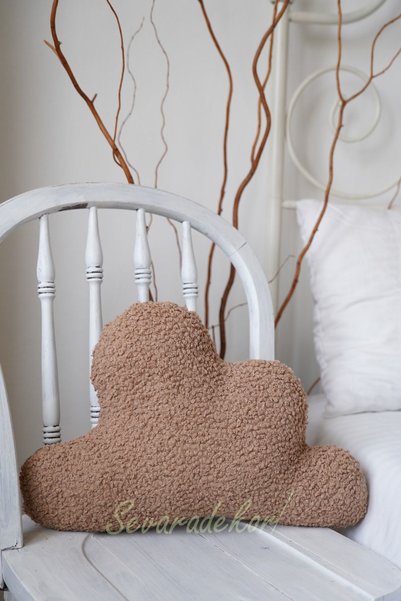 sevaradekor Teddy Buklet Cloud Aruncă Pernă Maro Deschis Cloud Pernă Umplută